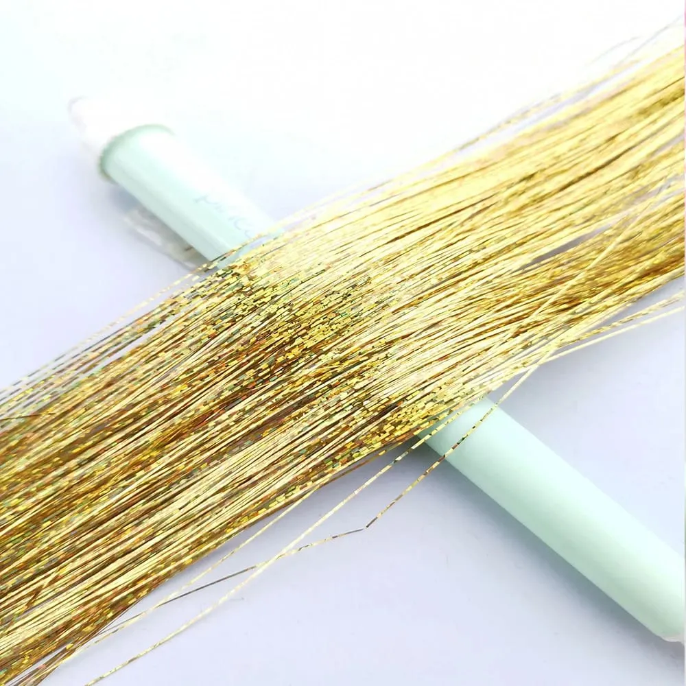 36/48Inch Sparkle Hair Tinsel Rainbow Colored Strands Girls Headwear Hairbinge Hair Laser False Hair Extensions Decor Glitter
