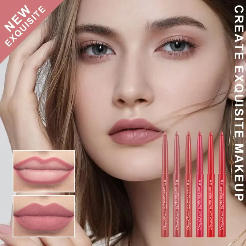 Delineador labial à prova d'água, de longa duração, lápis labial fosco para iniciantes, automático, hidratante de feijão, copo antiaderente — image 4