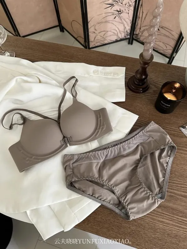프론트 클로저 백리스 란제리 세트, 작은 가슴 집결 방지 처짐 향상 편안하고 와이어 프리 브라 세트. — image 9