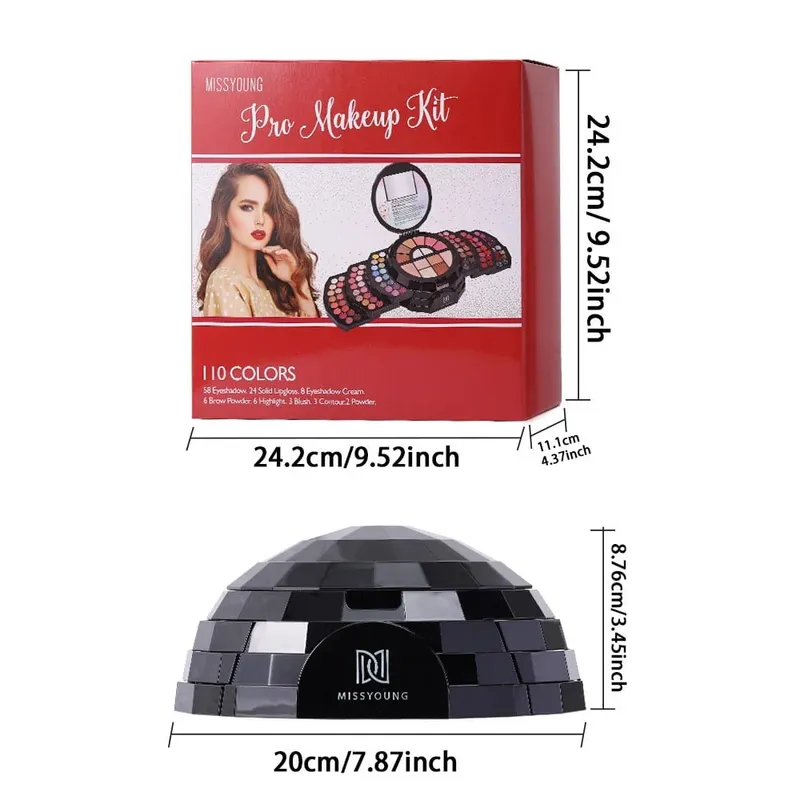 110 Colors All-in-One Makeup Set Eyeshadow Highlighter Easy to Apply Natural Long Lasting Pigmented Full Face Cosmetic Palette