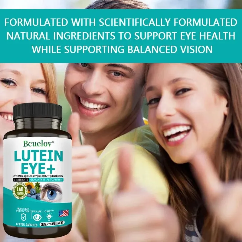 Lutein Supplement Containing Vitamin A Zeaxanthin Astaxanthin and Bilberry Extract To Support Vision Health and Eye Health