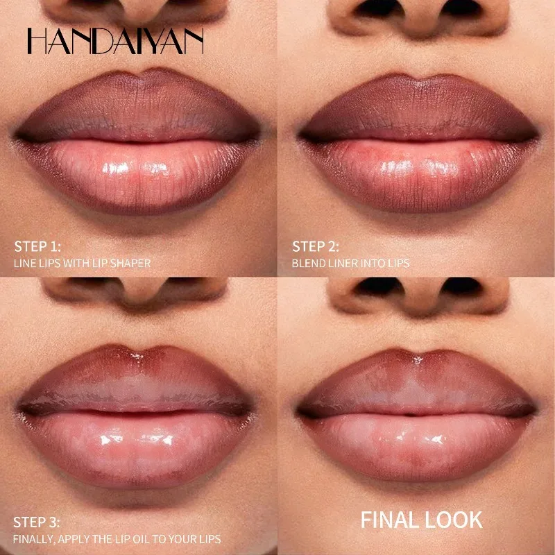 Double-headed Liquid Lip Gloss Pen Lip Contour Liner Oil 2 in 1 Lip Glaze Long Lasting Moisturizing Plumping Lips Stain Makeup