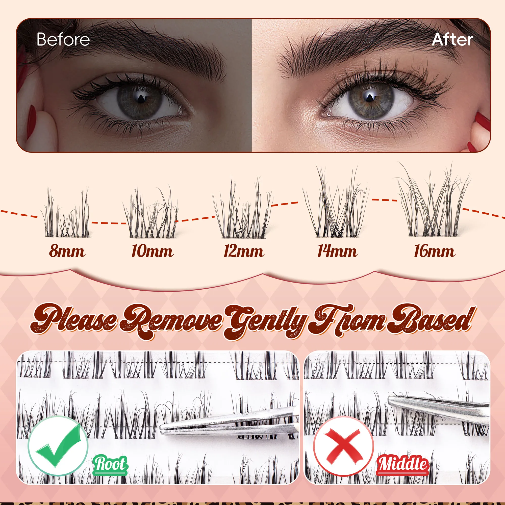 Lash Clusters 0.05mm PBT Fiber Eyelash Clusters 0.1mm Superfine Invisiband D Curl Diy Lash Extension 8-16mm Individual Lashes — image 7