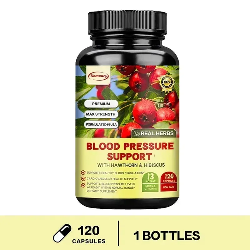 Blood Pressure Support - Supports Cardiovascular Health Boosts Energy and Immunity for Heart Health - with Hawthorn & Hibiscus