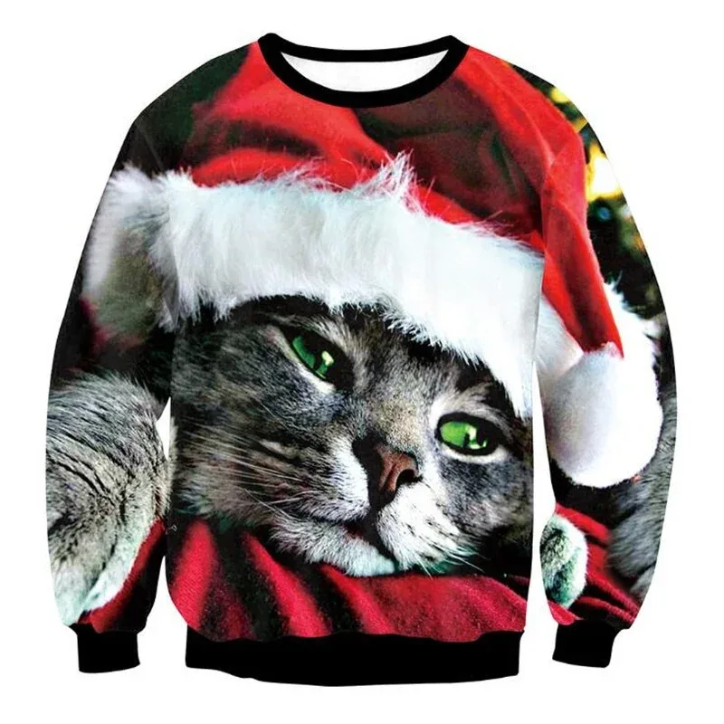 Festival Christmas Pattern Sweatshirts For Men Humping Reindeer 3D Printed Pullover Holiday Party O-Neck Hoodies Long Sleeves — image 24