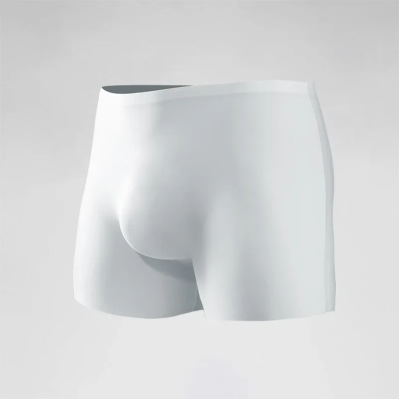 Boxer en soie glacée pour hommes, sous-vêtements pour hommes, estampage 3D, boxer fin sans couture, short de sport allongé, tête courte d'été