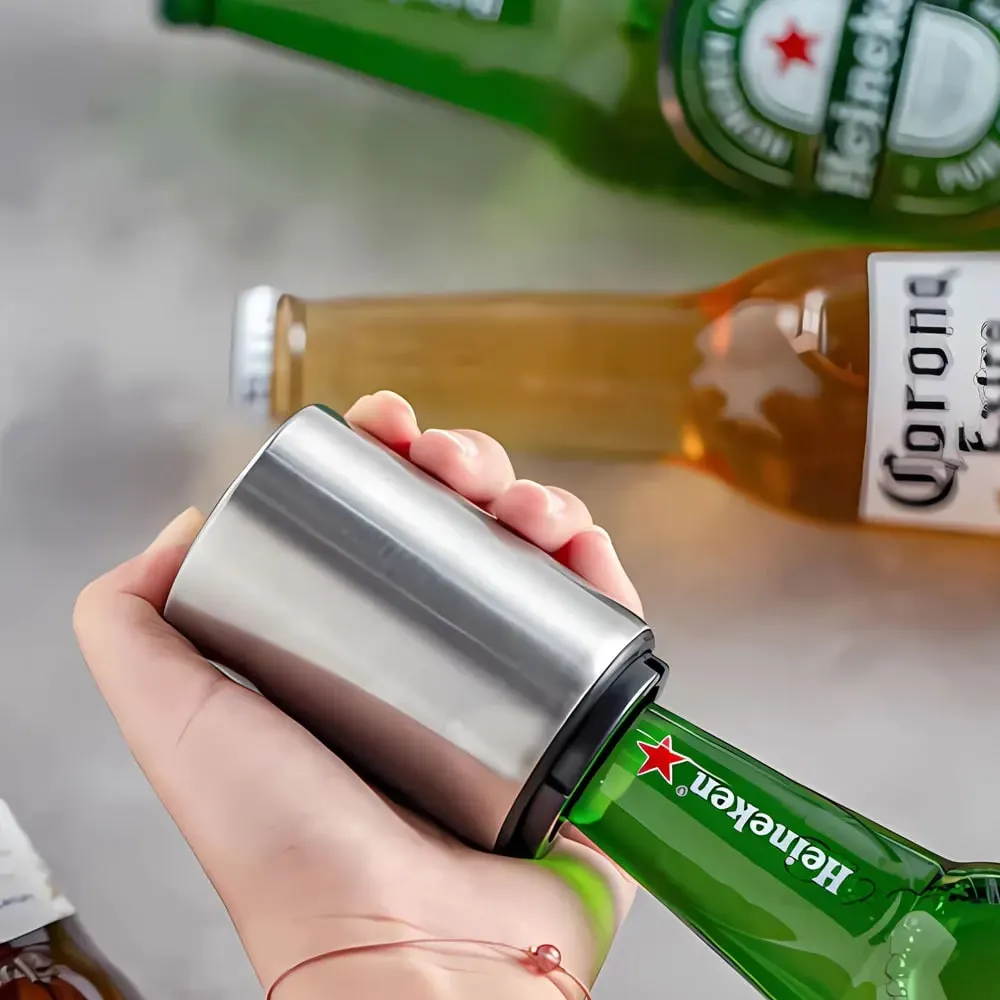 Automatic Beer Bottle Opener Stainless Steel Push Down Opener for Magnet Beer Soda Cap Bar Party Kitchen Accessories — image 1