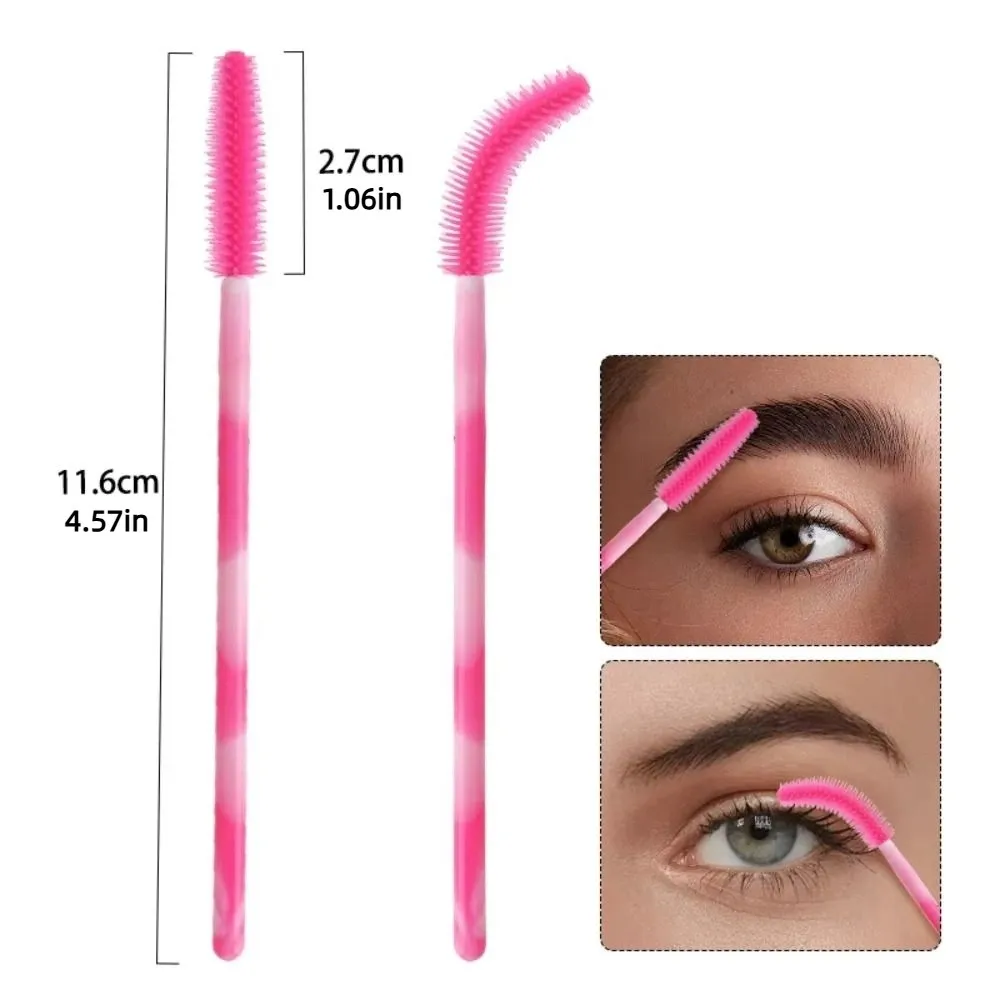 50Pcs Disposable Eyelash Brushes Silicone Makeup Tools Mascara Wand Applicator Rainbow Color Microbrush Eyebrow Comb Girl — image 6