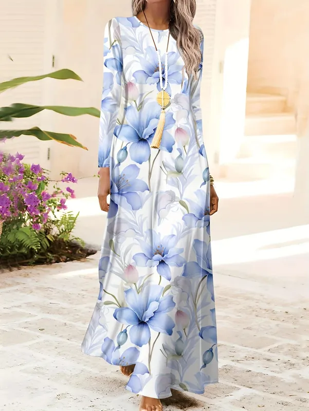 Design impresso estilo casual azul flora