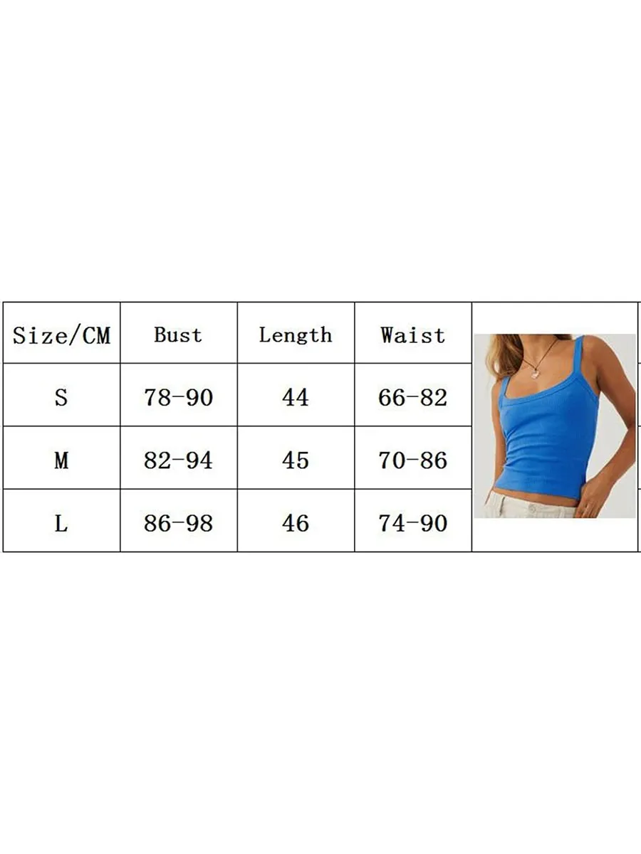 Women´s Solid Color Tank Tops Basic Vest Ribbed Sleeveless U Neck Slim Fit Cropped Tops