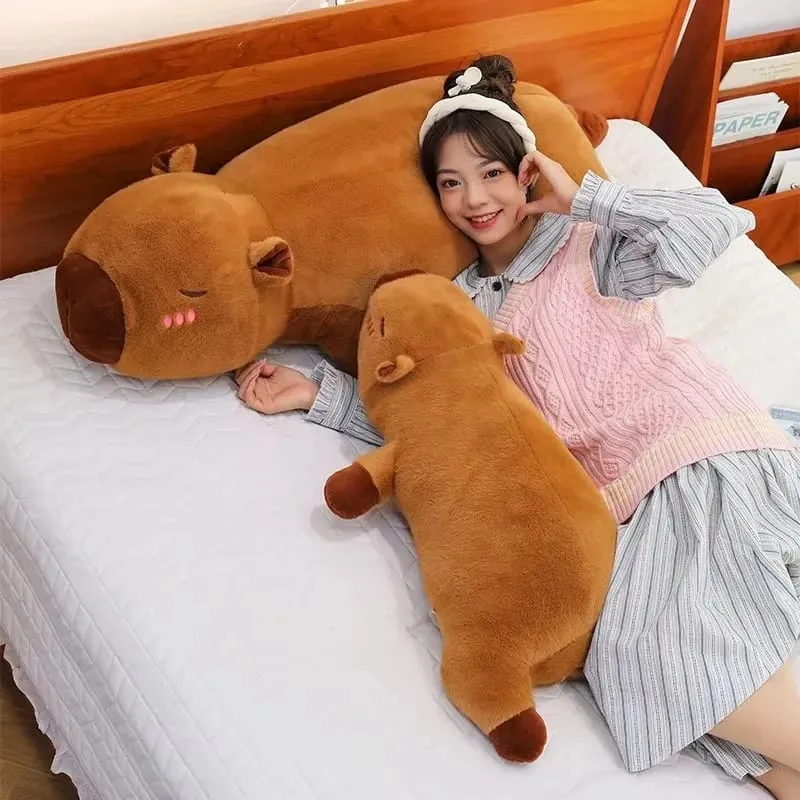 Kawaii Capybara Plush Toy Stuffed Capibara Fluffy Doll Long Sleep Soft Pillow Sofa Cushion Nap Sleeping Toys for School Xmas — image 6