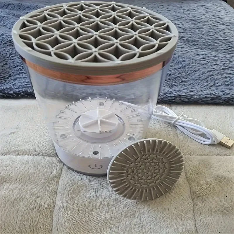 3-in-1 Electric Makeup Brush Cleaner Dryer Automatic Spinning Brush Cleaner Machine with Storage Rack Deep Clean Makeup Brushes