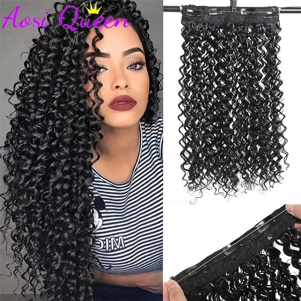 Synthetic 16Inch Water Wave Hair Extension Piece Adjustable Fluffy Curl BB Clip Fishing Line Hair Extension Women's Daily Party — image 11