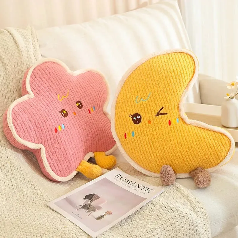 Cute Home Decoration Cartoon Plush Pillow Natural Series Plushies Pillow Cushions Moon Star Cloud Grass Soft Toy Kawii Gift