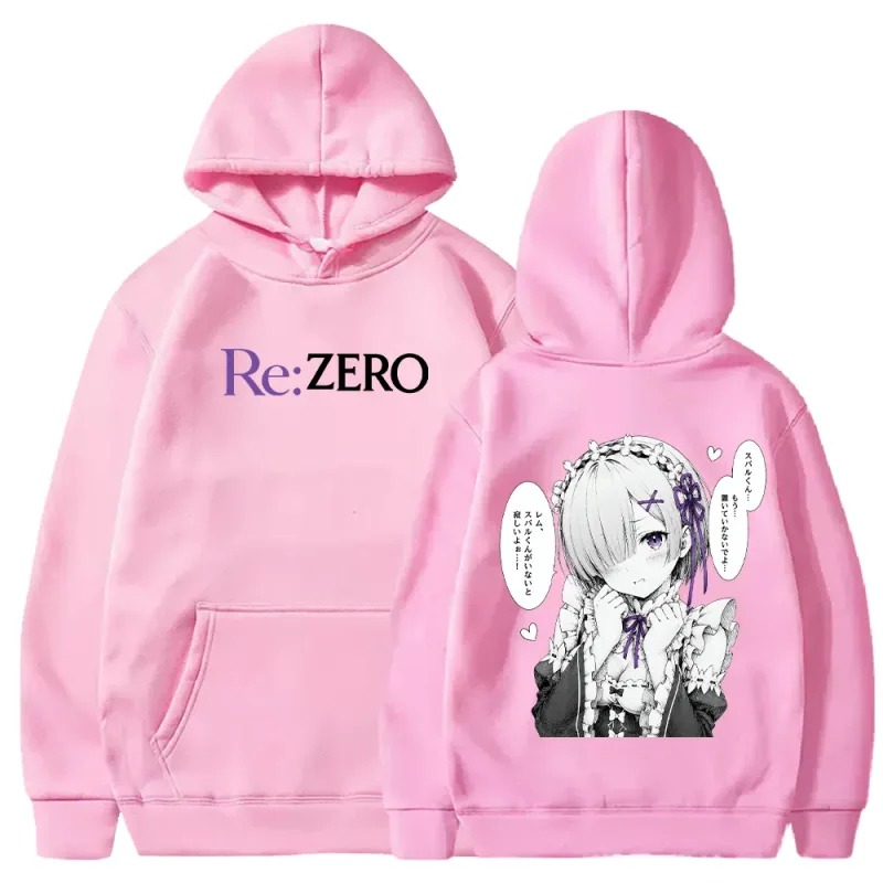 Rem Manga Re:Zero พิมพ์ Hoodies แฟชั่น Harajuku Streetwear ผู้ชายผู้หญิงเสื้อผ้าฤดูใบไม้ร่วงแขนยาว Casual ขนแกะ Hooded Pullover