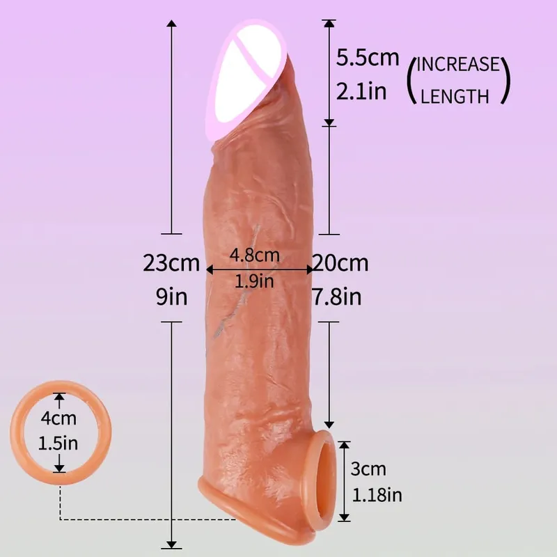Sleeve for Erection Penis Training Sexy Adult Man Silicone Penis Sleeve Cock Ring Extender Male Sex Toy Dildo Cock