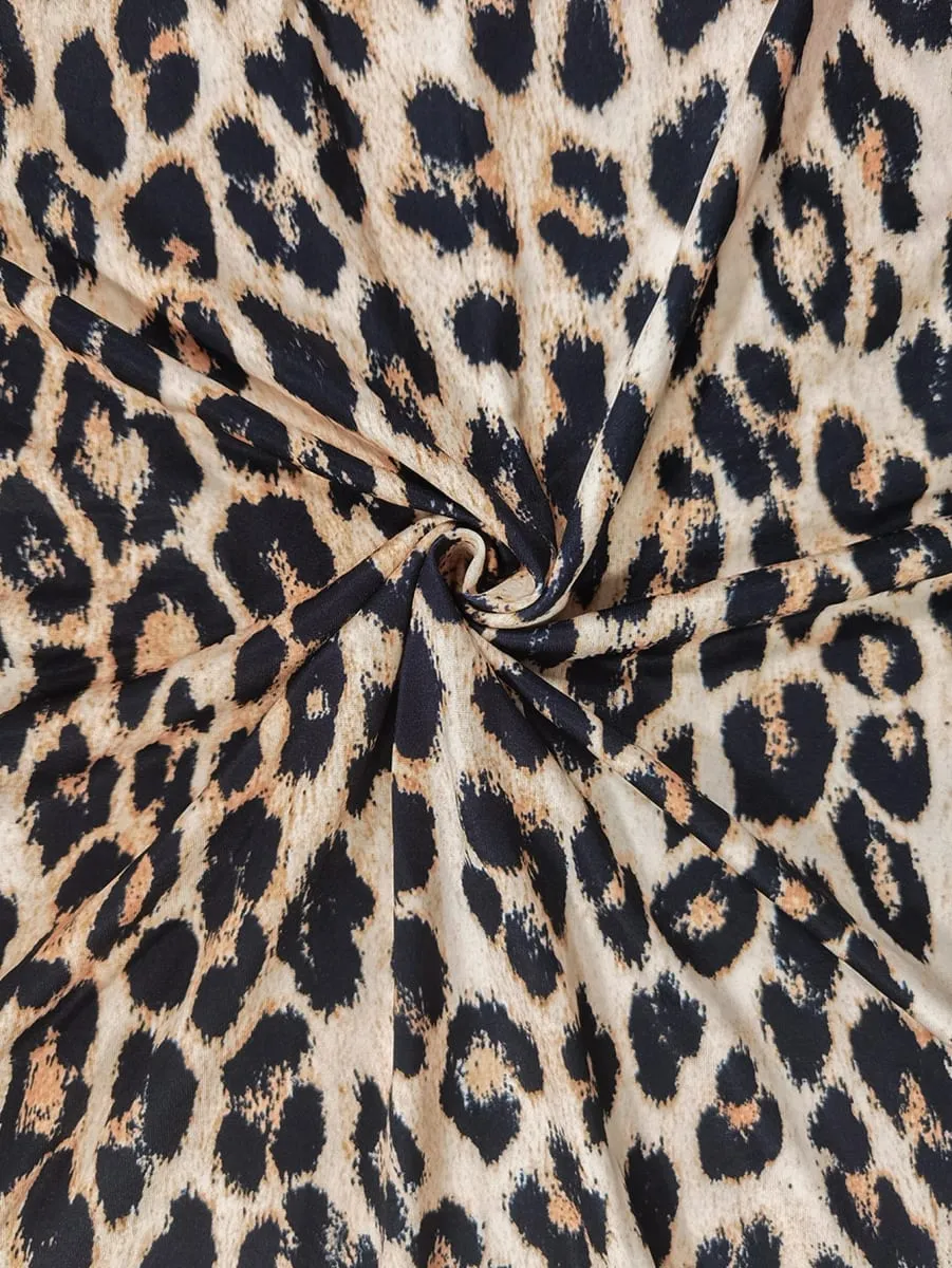 Plus Size Leopard Print Spaghetti Strap Maxi Dress Casual Beach & Vacation Wear Trend Summer Fashion for Women
