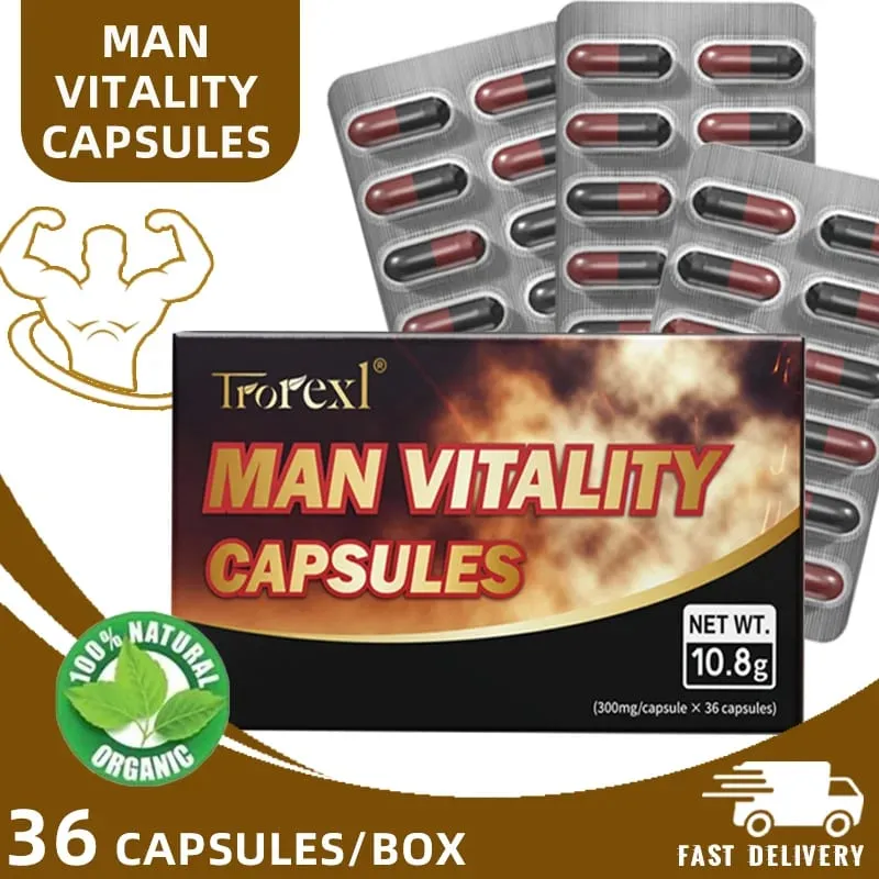 Epimedium Ginseng Capsules Booster for Men Enhance Energy & Endurance Muscle Growth Supplement Non-GMo