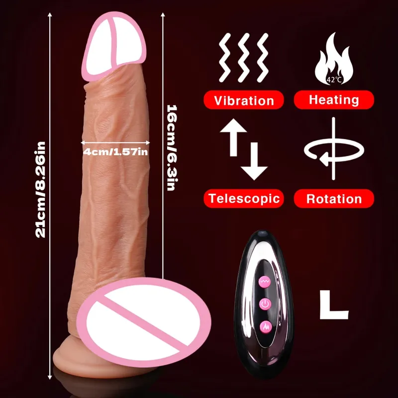 Erotic Dildo Telescopic Vibrator Female Vagina Penetration Realistic Large Penis Anal Plug With Female Sex Toys Heated Thruster