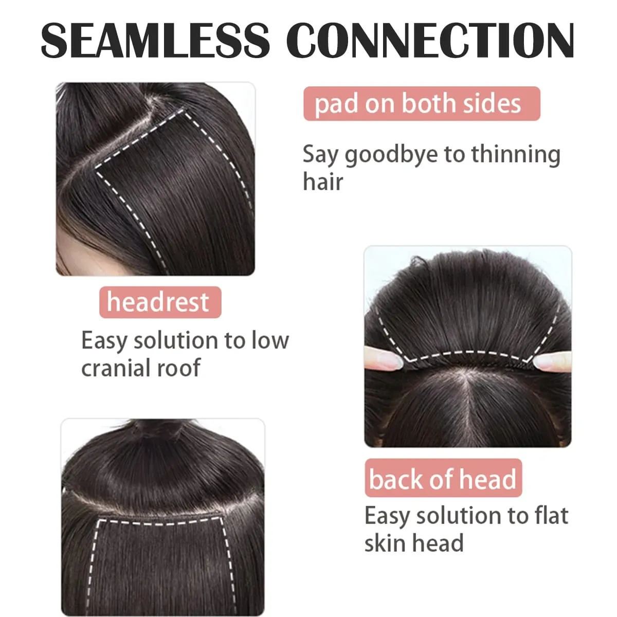 Straight hair synthetic hair pad clip to extend women's natural wigs women's invisible hair clips to add extra volume pieces