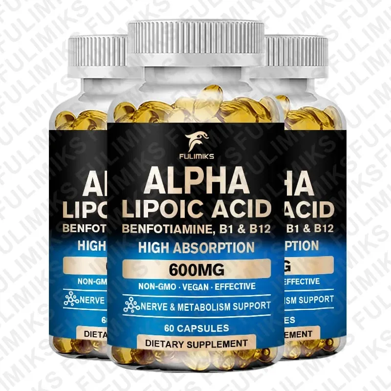 Premium Alpha Lipoic Acid 600mg - ALA Supplement with Benfotiamine Support Antioxidant Nerve Brain Liver Energy & Metabolism