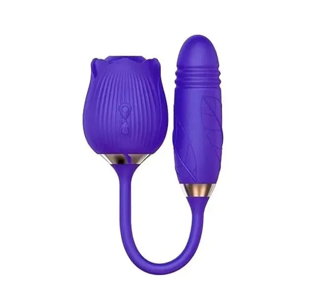 Rose-Licking Vibrator for Women Nipple Clitoral Stimulator Massager Thrusting Dildo 2 in 1 Sex Toy for Women Adult Sex Products