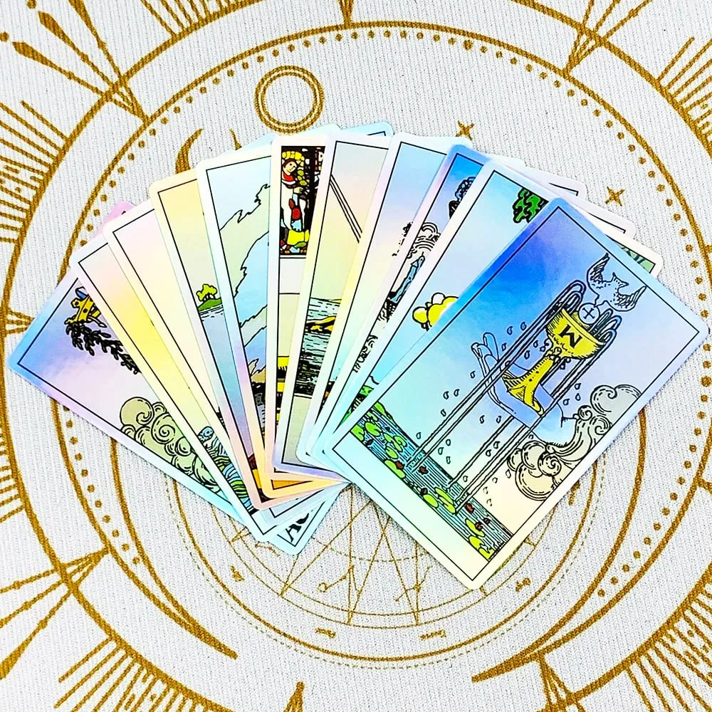 Holographic Rainbow Classic Tarot Deck 78Pcs Iridescent Tarot Cards With Guidebook Divination Oracle Card For Beginners — image 3