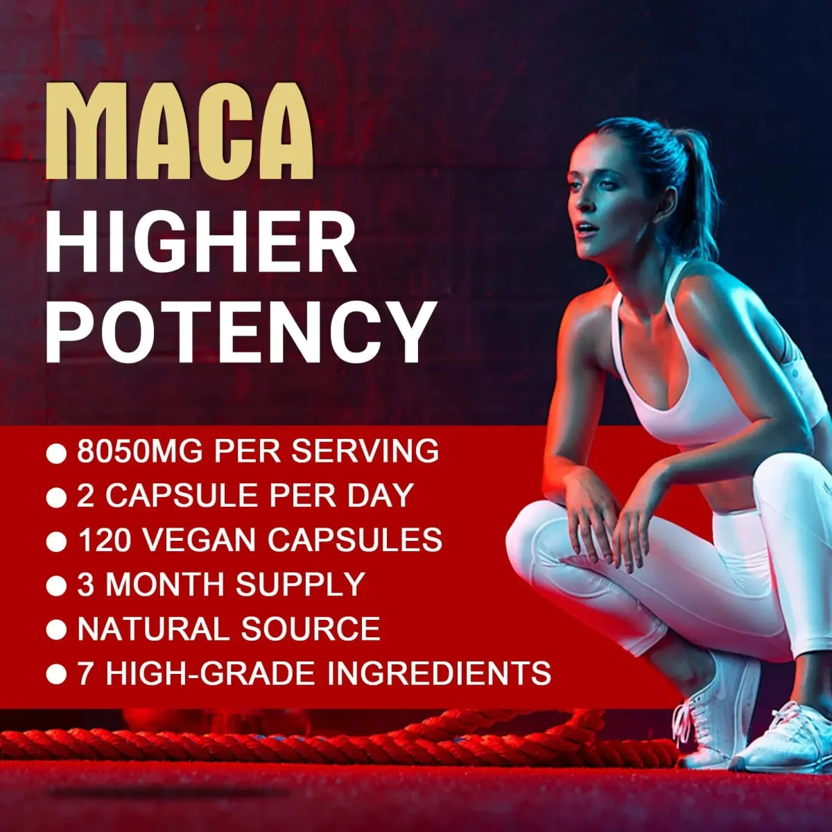 Maca Root Capsules - with Ginseng & Ashwagandha to Support Energy Endurance and Performance Muscle Mass Improve