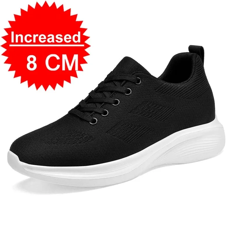 Flying Weaving Breathable Increase 8/10cm Invisible Height Increasing Casual Sneakers Men All Match Non-Slip Soft Walking Shoes