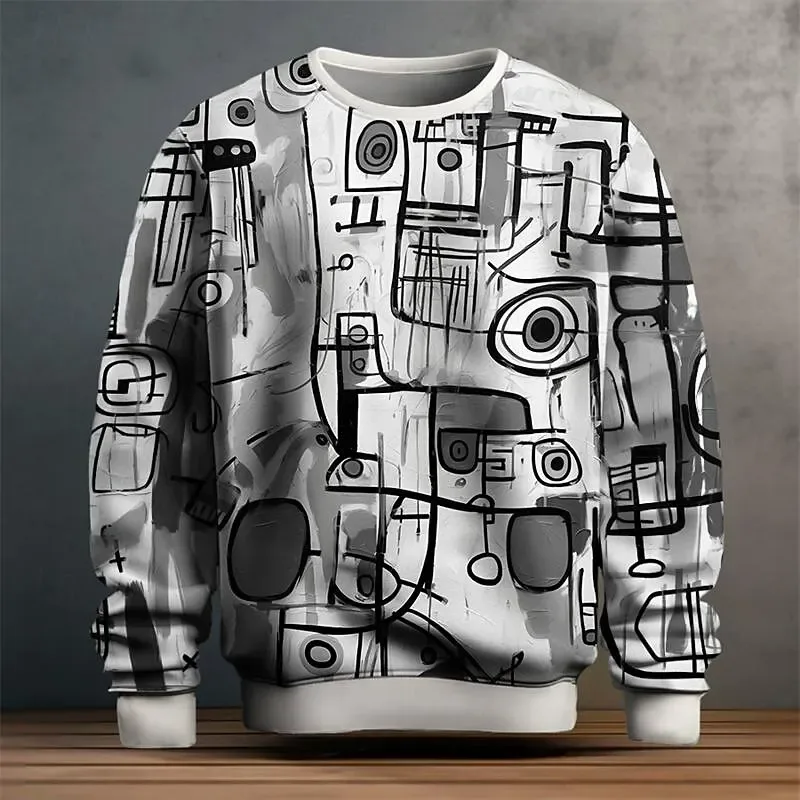 สำหรับผู้ชาย กราฟฟิค เสื้อเชิ้ตสำหรับผู้ชาย กราฟฟิตี้ เสื้อสวมหัว เสื้อแขนยาว คอกลม แฟชั่น ทุกวัน ไม่เป็นทางการ วันหยุด วันหยุด ใหม่