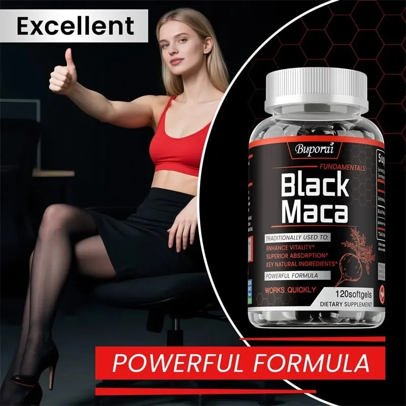 Black Maca Supplement - Increases Muscle Mass Endurance and Vitality and Promotes Hormonal Balance Relieve Fatigue