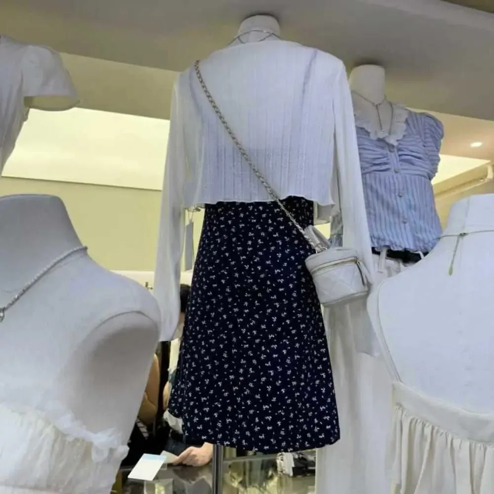 Korean V-neck Halter Floral Skirt High Waist Floral Print Vintage Floral Mini Dress a-line Skirt Retro Floral Halter Skirt Women