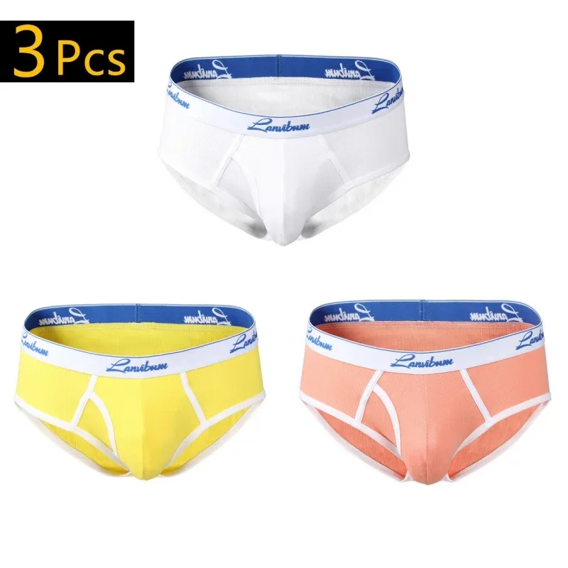 1/3 PCS New Men's Underwear Mid Waist Thread Cotton Breathable Solid Color Youth Underwear Men's Triangle Pants — image 18