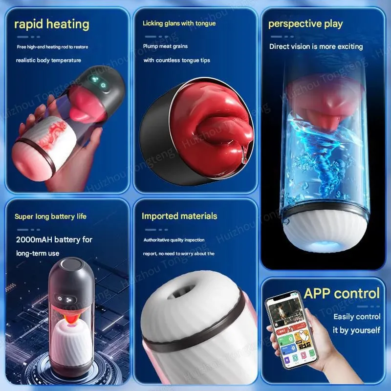 Male Masturbator Penis Training APP Control Automatic Masturbation Cup Licking Blowjob Masturbator 9 Powerful Modes Sex Toys Men — image 2