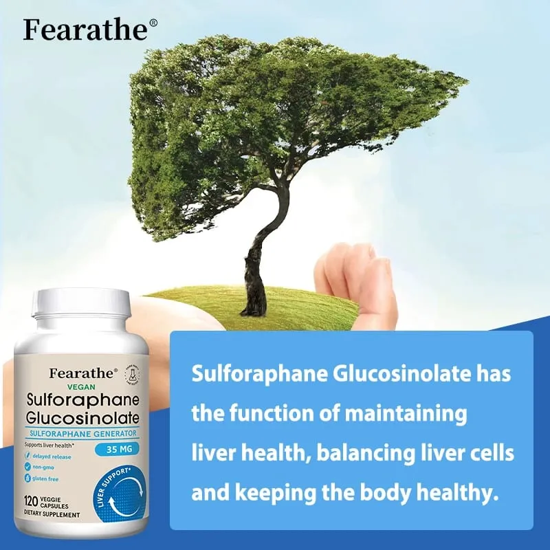 Sulforaphane Glucosinolate Capsules - Broccoli Seed Extract with Myrosinase Liver Detox & Cellular Health Support 120 Counts