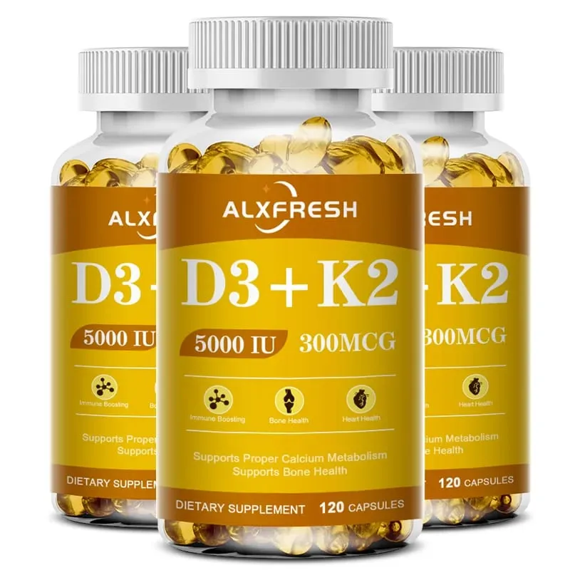 Alxfresh Vitamin D3+K2 Capsules for Immune Joints Muscles and Bones Support with Variety of Vitamins and Minerals Supplement