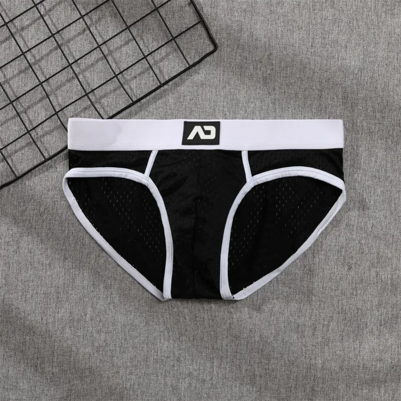2026 solid color new men's low waist through mesh breathable briefs addicted underwear AD4-M388 — image 14