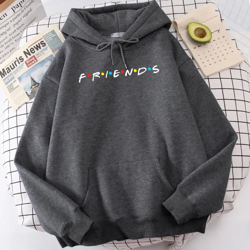 Sitcom Movie Friends Printed Mens Hoody Korean Fleece Sweatshirt Simple Crewneck Hooded Street Oversize Autumn Men's Clothes