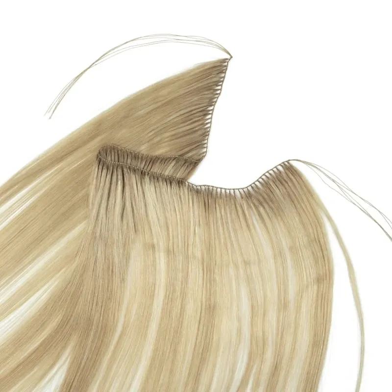 Feather Hair Bundles Extensions Natural Fish Line Human Hair Non-Remy Invisible Micro Rings Hair Extension Weft 100 Strands