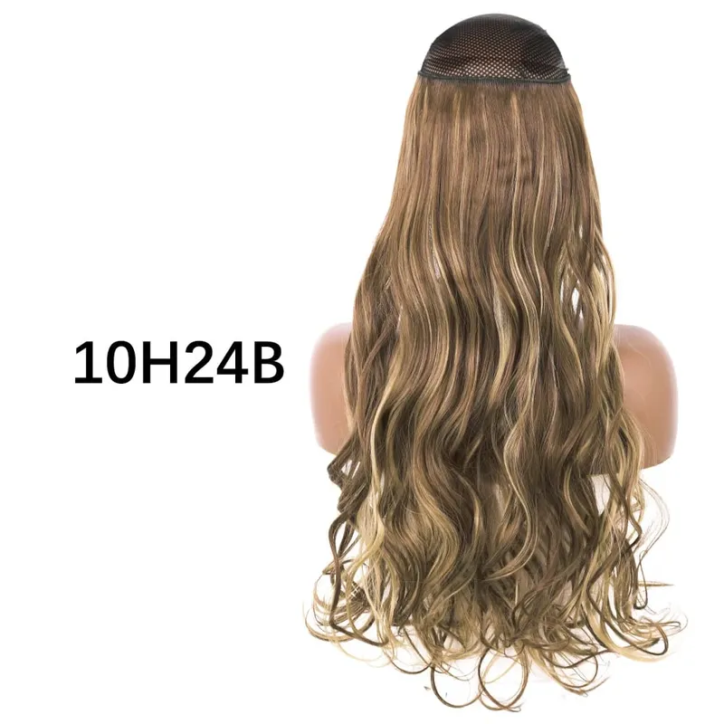 Synthetic No Clip Hair Extensions Natural 16 22 32" Long Wavy Invisible Wire One Piece False Hairpiece For Women