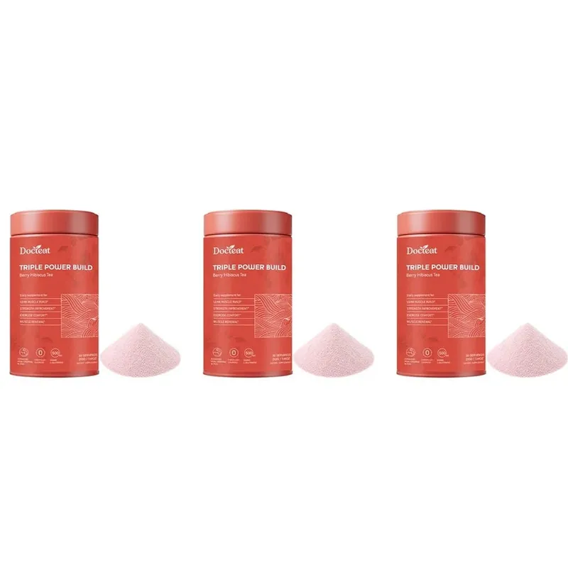 Docteat Creatine Monohydrate Powder with Creatine HCl L-Glutamine and Electrolytes for Muscle & Workout Support Berry Hibiscus