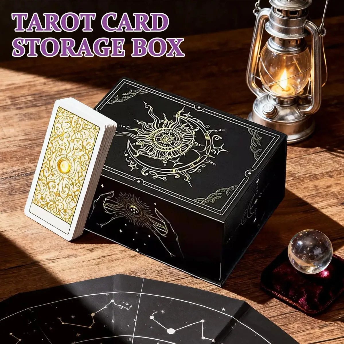 Magnetic Lid Tarot Card Box Portable Lightweight Storage Organizer Low-key elegant Playing Cards Jewelry Keepsakes storage box