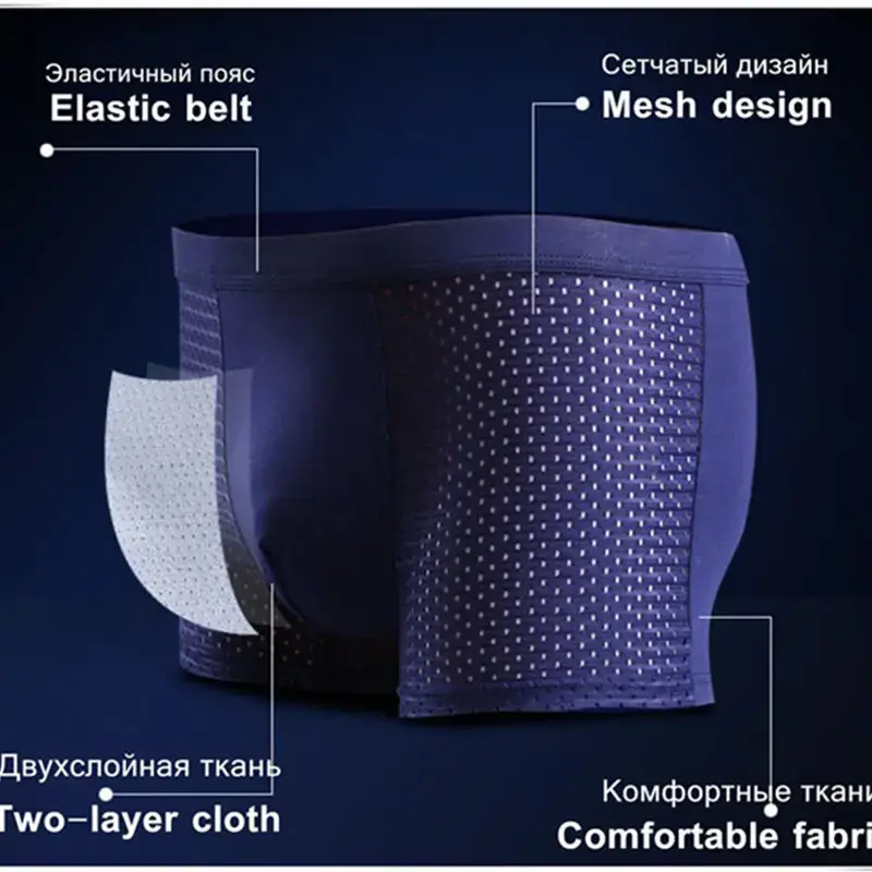 Männer Höschen Männliche Unterhose Mann Pack Shorts Boxer Unterwäsche Slip Homme Calzoncillos Bambus Loch Große Größe