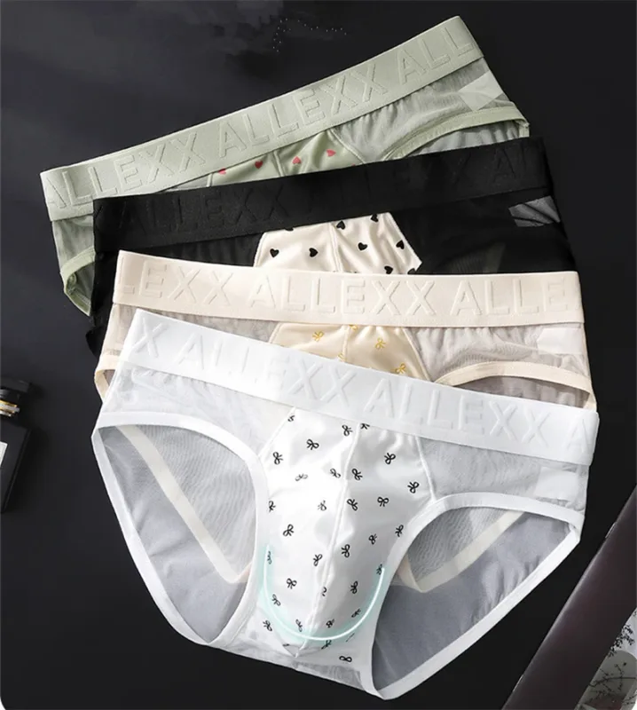 大人 18 プラス cueca メッシュメンズ下着レターウエスト cuecas masculino プリント calzoncillos hombre 3D 凸バッグ男ランジェリー新しい — image 3