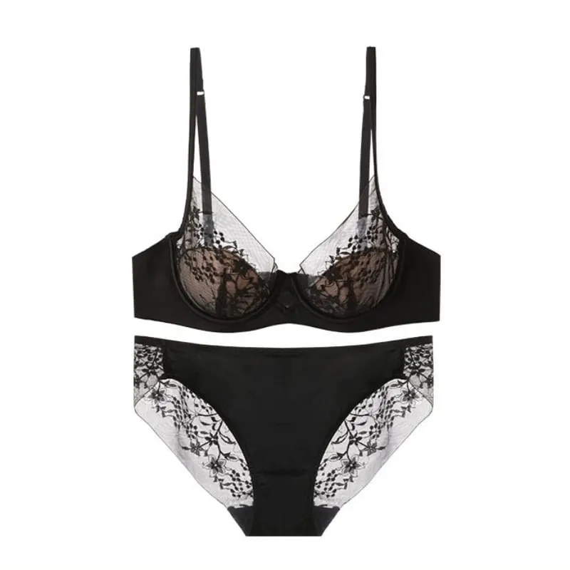 Set Lingerie Renda dan Satin Gaya Perancis, Bra Tali Dapat Disesuaikan & Bantalan Tipis Kawat Lembut Nyaman Pakaian Dalam Anak Perempuan Muslim