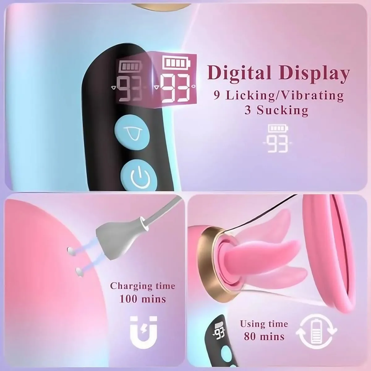 5IN1 Clitoris Sucker Vibrator Tongue Licking Nipple Vagina Massager APP Control Clit Stimulator Οθόνη σεξουαλικού παιχνιδιού για γυναίκες