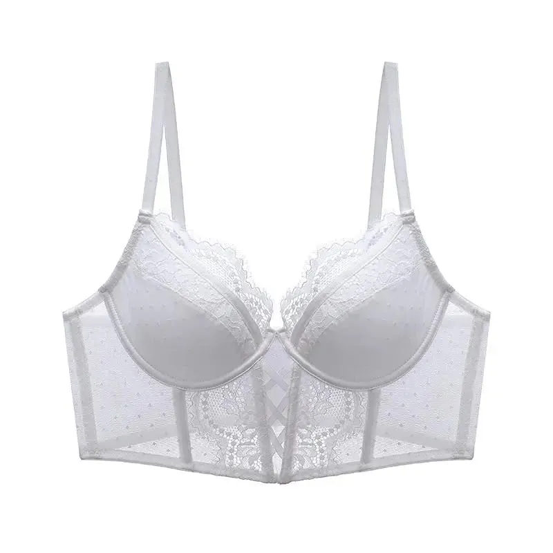 Push Up krajkový set spodního prádla pro ženy Průsvitná košilka s měkkou kosticí podprsenka Fishbone Teddy Sexy svatební líbánky S-XL