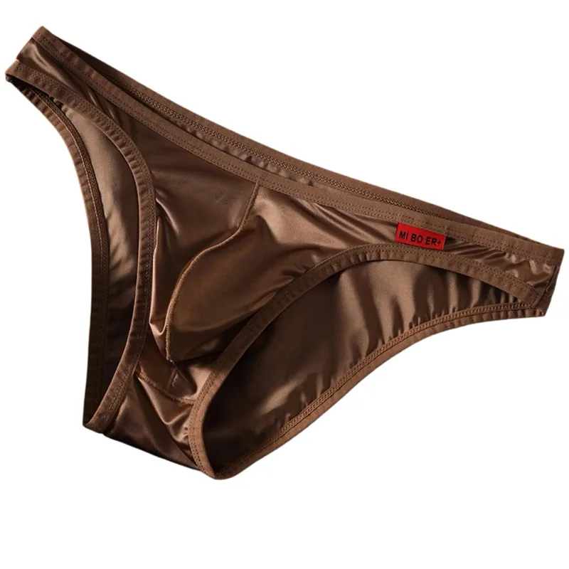 Mga Lalaking Satin-like Bikini Ice Silk Stretch Brief Pouch Lingerie Breathable Panties Seamless Underpants Japanese Thongs