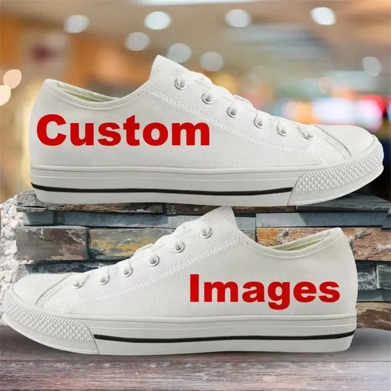 Custom Shoes Customized Plus Size 48 47 Logo Image Men High Low Top Canvas Shoes Sneakers Ladies Unisex Dropshipping