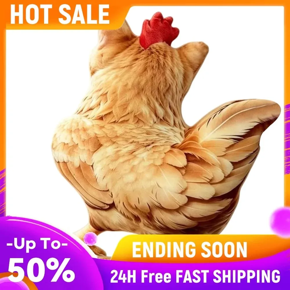 고양이 치킨 재미 있은 참신 부드러운 플러시 베개 귀여운 동물 박제 소파 쿠션 3D 오렌지 얼룩 무늬 새끼 고양이 인형 — image 2